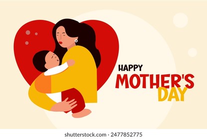 Mother with a baby in her arms - vector illustration