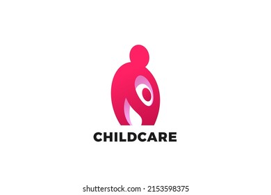 Mother Baby Holding Hands Logo Design Vector Template.
Child Care Charity Foundation Logotype. Children Safety Protection Care Concept.