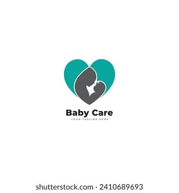 Mother and baby icon logo design vector template.