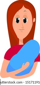 Mother with baby, illustration, vector on white background.