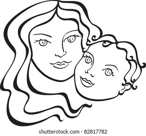mother and baby isolated on white background