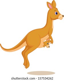 Mother And Baby Kangaroo Cartoon