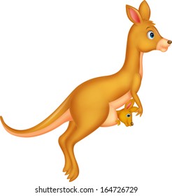 Mother and baby kangaroo cartoon