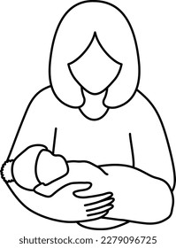 mother and baby line art. Mom hugs her child icon design. Happy mother's day concept, vector illustration