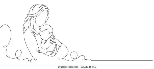 Mother and baby line art vector illustration, mothers day celebration background