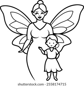 Mother and Baby Line Art Vector Illustration - Mother’s Day Celebration Background