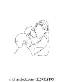 Mother and baby line drawing illustrator
