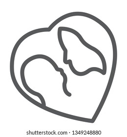 Mother and baby line icon, love and family, woman and child sign, vector graphics, a linear pattern on a white background, eps 10.