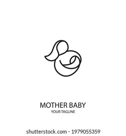 mother baby line logo. Can be used for product logos, consultants or specialists for mothers and children