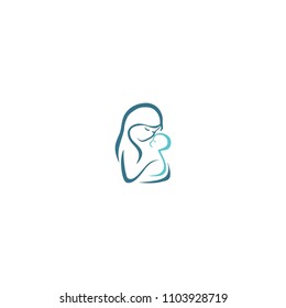 mother and baby logo design vector illustration template