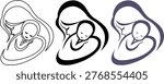 Mother Baby Logo Vector Black Gray Line Art Maternity Symbol Elegant Design