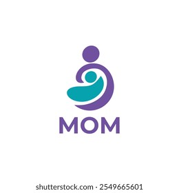 Mother and baby love vector logo design