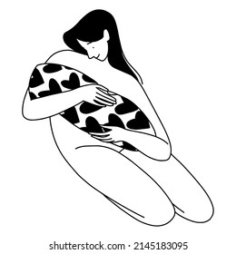 Mother with baby minimalistic line vector illustration