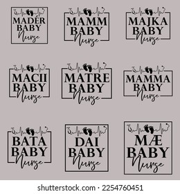 mother Baby Nurse svg vector bundle design