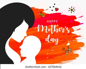 Mother and Baby on grungy texture decorative background, Vector Illustration for Happy Mother's Day.