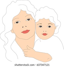 Mother with baby on hands