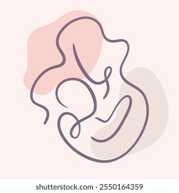 Mother and Baby One Line Art Drawing Breastfeeding Support Group Logo Outline Vector Illustration