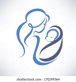 mother and baby outlined symbol