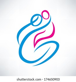 mother and baby outlined symbol