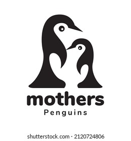mother and baby penguin logo design, vector graphic symbol icon illustration creative idea