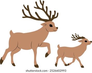 mother and baby reindeer walking