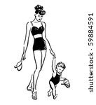 Mother With Baby - Retro Clip Art