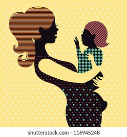 Mother and baby in retro style