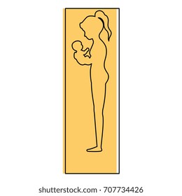 mother with baby silhouette