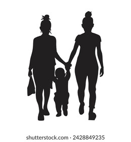 Mother and Baby Silhouette, Mother's Day vector illustration set, white background.