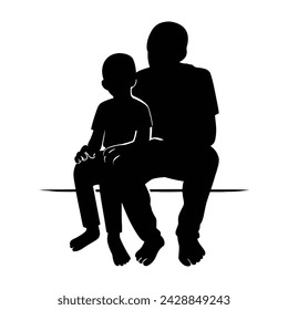 Mother and Baby Silhouette, Mother's Day vector illustration set, white background.