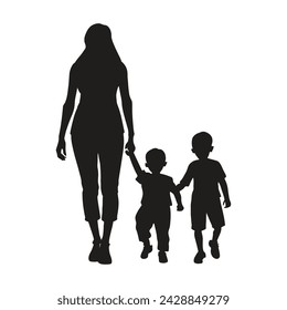 Mother and Baby Silhouette, Mother's Day vector illustration set, white background.