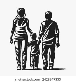 Mother and Baby Silhouette, Mother's Day vector illustration set, white background.