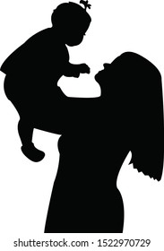 a mother and a baby, silhouette vector