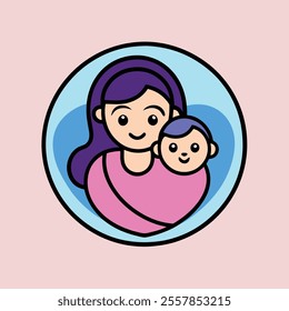 Mother and Baby Silhouette Vector Art Illustration - Beautiful and Elegant Design