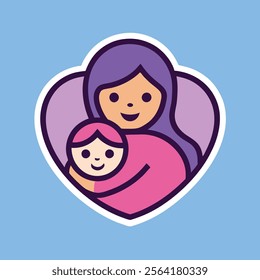 Mother and Baby Silhouette Vector Art Illustration - Beautiful and Elegant Design