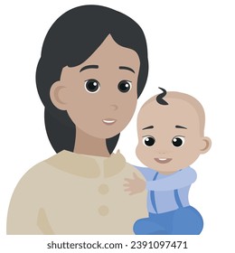 Mother with baby son. vector illustration. Flat design. 