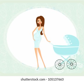 mother with baby stroller