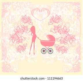  mother with baby stroller