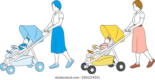 Mother with baby in stroller