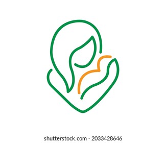Mother and Baby Stylized Creative Vector Symbol Design.
