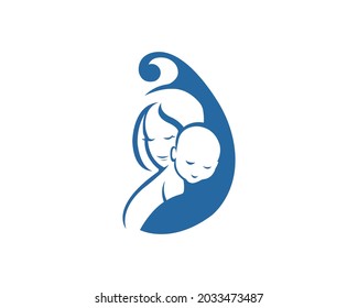 Mother and Baby Stylized Creative Vector Symbol Design.