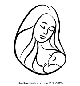 Mother Baby Stylized Outline Symbol Woman Stock Vector (Royalty Free ...