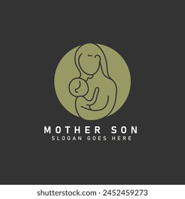 mother and baby stylized vector icon logo symbol, mom hugs her child logo continuous line art flat icon drawing. Woman hold her baby icon logo.