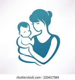 Mother And Baby Stylized Vector Symbol