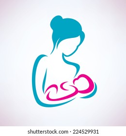 mother and baby stylized vector symbol