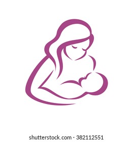 mother and baby stylized vector symbol