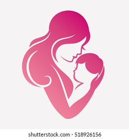 mother and baby stylized vector symbol