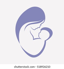 mother and baby stylized vector symbol