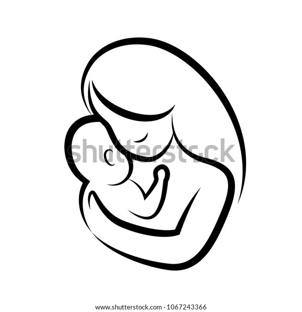 Symbole Vectoriel Stylise Mere Et Bebe Image Vectorielle De Stock Libre De Droits