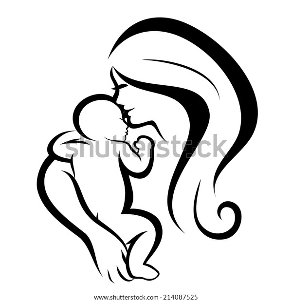 Mother Baby Stylized Vector Symbol Stock Vector Royalty Free